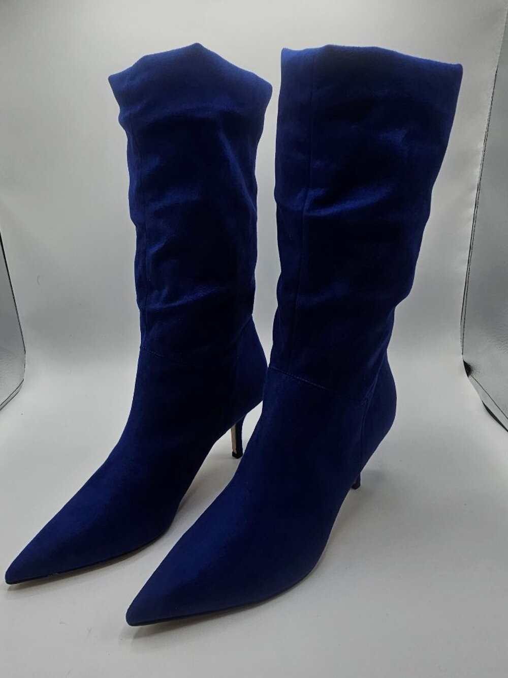 Nine West Blue Suede Pointed Toe Knee High Boots Size 9.5M